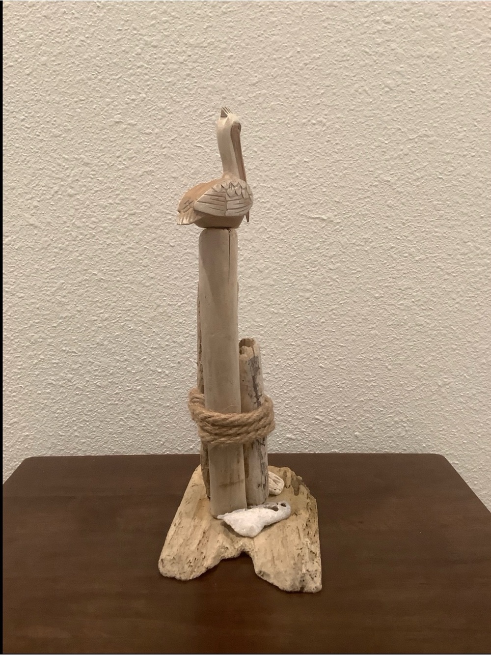 Driftwood Art, Beautiful Carved Wood Pelican, Driftwood Coastal Art - Picture 6 of 10